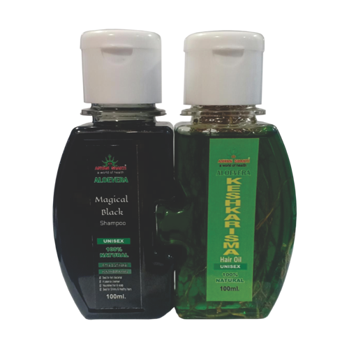 Aloevera Magical Black Shampoo & Aloevera Kesh Karishma Hair Oil Combo -  Aryan Shakti